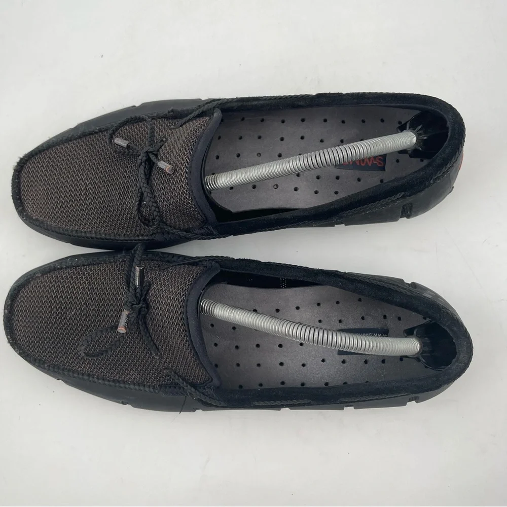 Swims Men’s Charcoal Braided Lace- Size 12 -Waterproof Leather Mesh Top Loafers